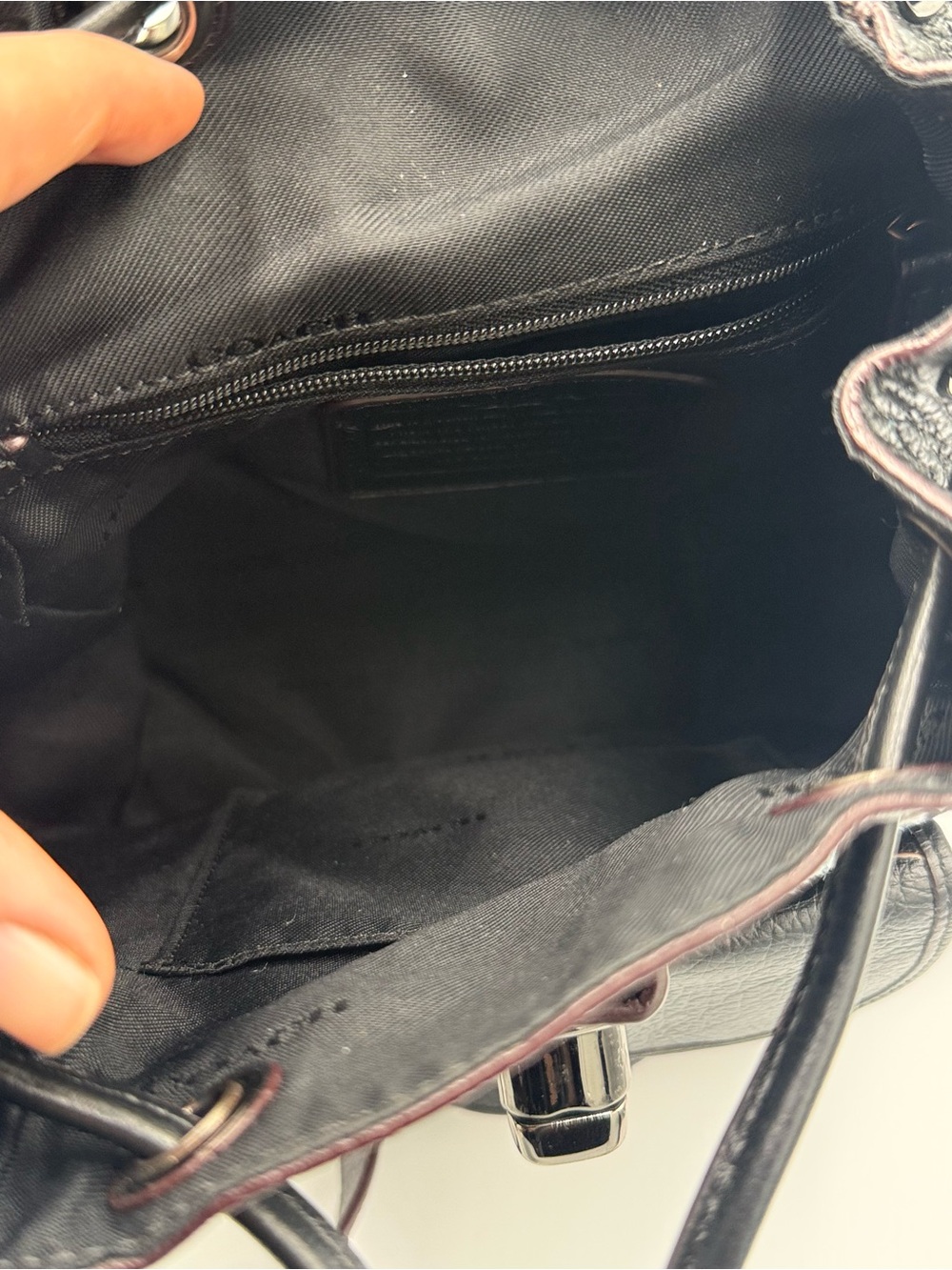 Coach Canyon Black Leather Backpack with Denim Patchwork - Picture 8 of 12